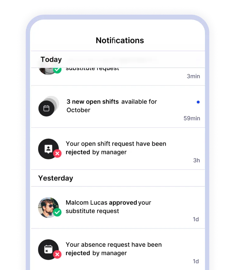 Notifications app interface