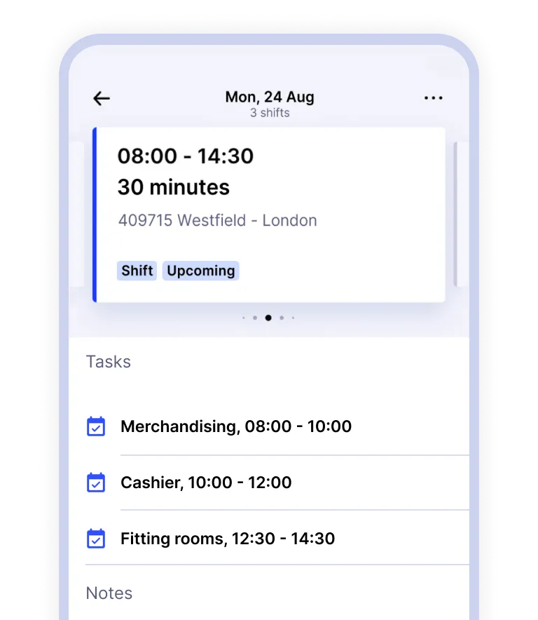 Shift tasks app interface