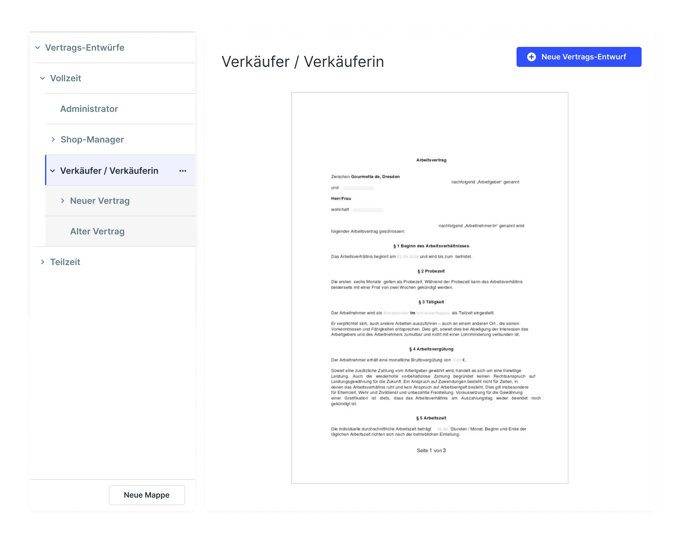 User contract interface