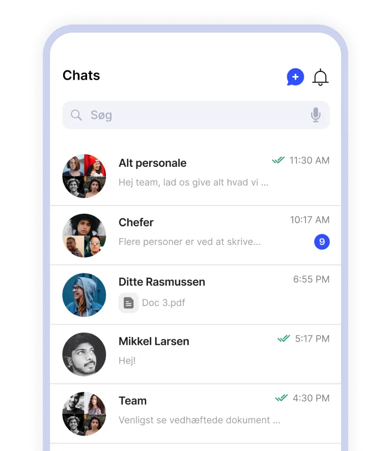 Chat in mobile app interface