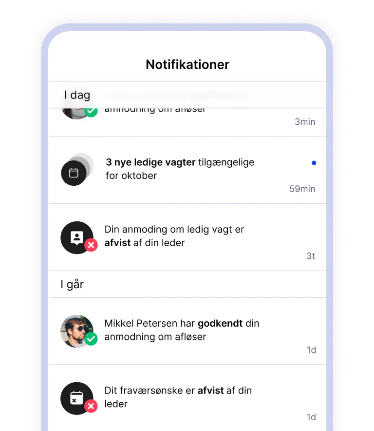 Notifications app interface