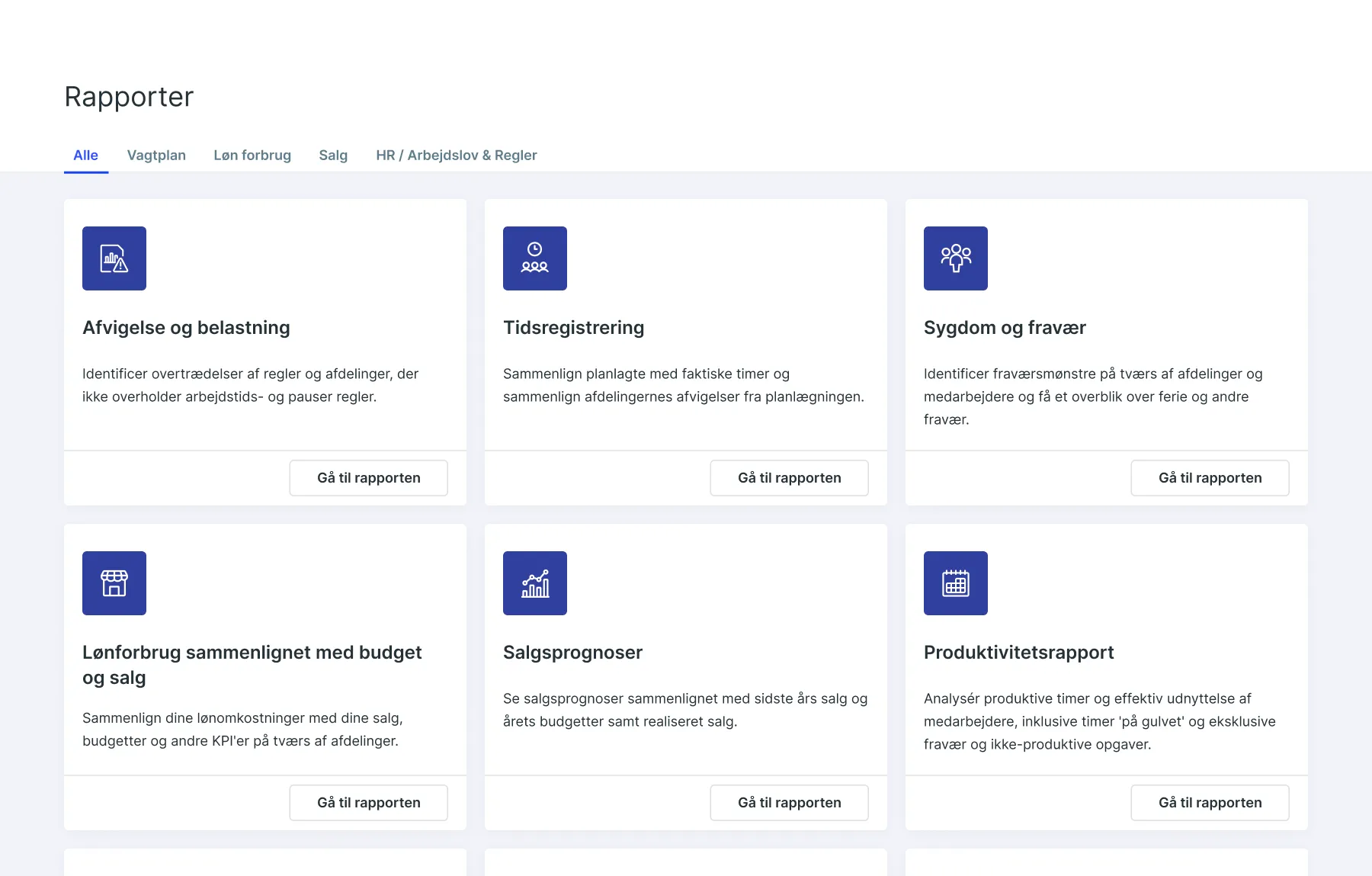 Interface of SameSystem reports hub