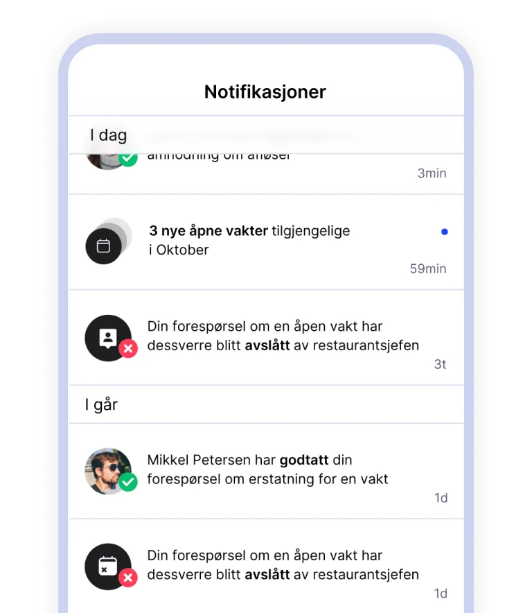 Notifications app interface