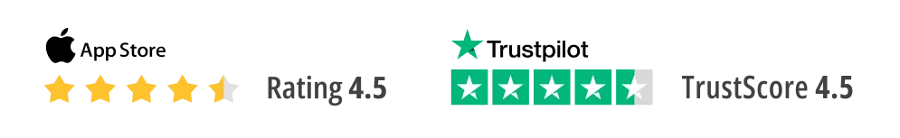 SameSystem rating on Trustpilot 4.5 stars and on App Store 4.5 stars