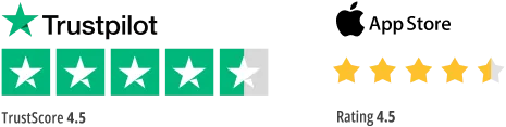 SameSystem rating on Trustpilot 4.5 stars and on App Store 4.5 stars