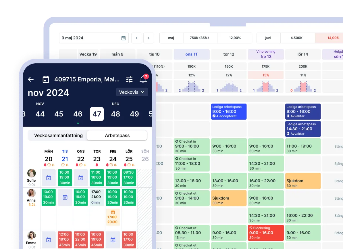 SameSystem desktop and mobile app schedule interface