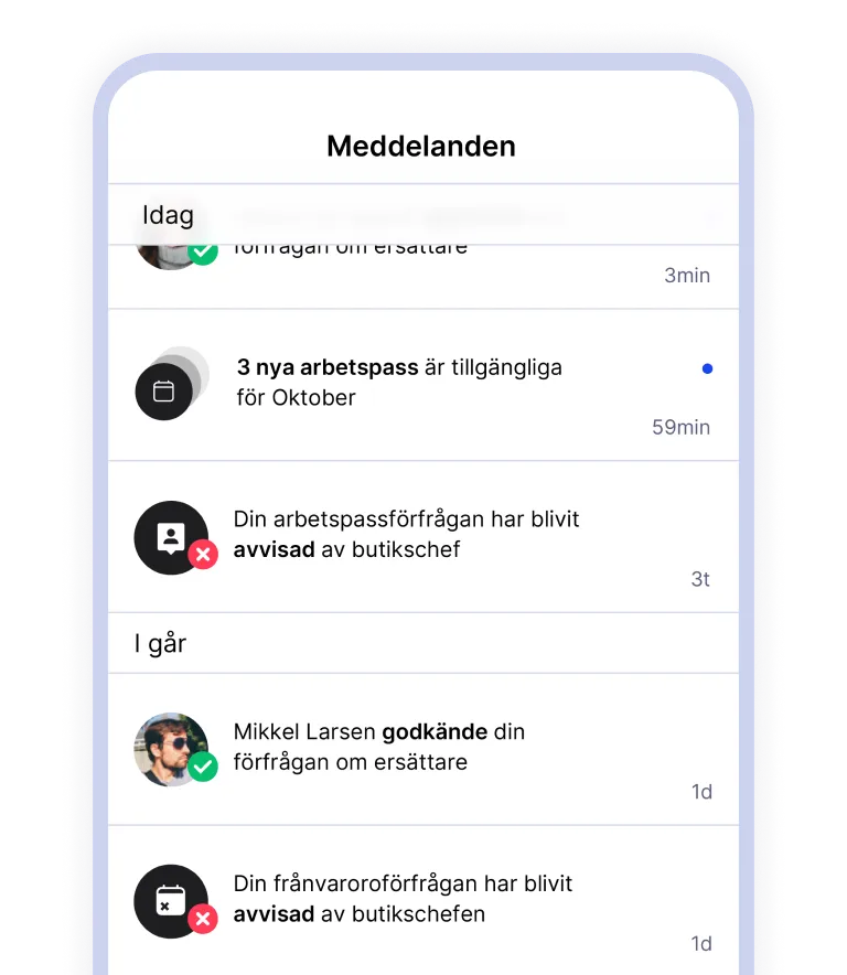 Notifications app interface