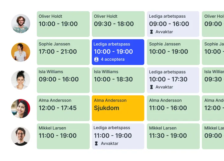 SameSystem schedule interface